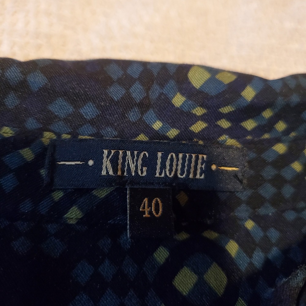 King Louie Green Geometric‎ Optical Print Ecovero Viscose Blouse Size 40 Womens - Picture 8 of 8